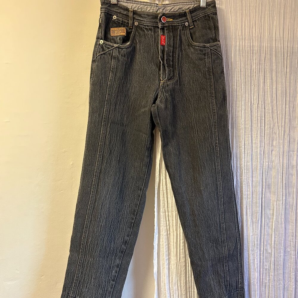 Vintage Bugle Boy Jeans | High Rise Tapered Leg | Gray Acid Wash | 90s Y2K